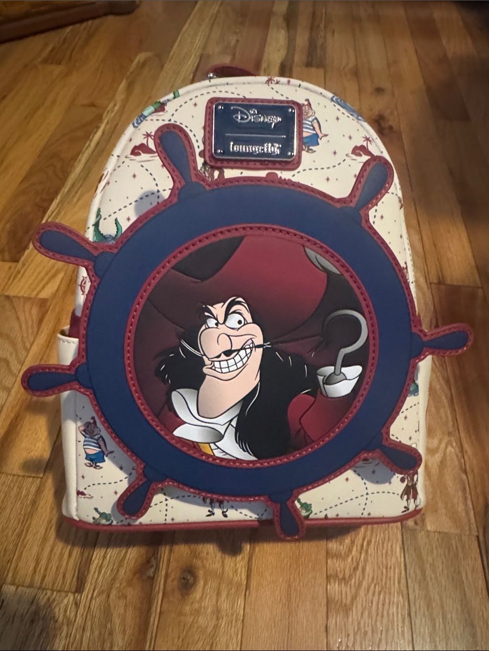 NWT Loungefly Disney Peter Pan Captain Hook Ship Wheel Rotating Mini Backpack - Picture 5 of 12